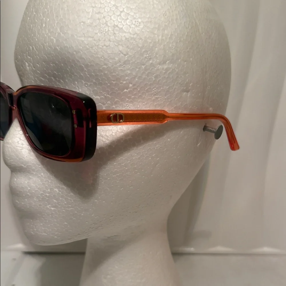 Dior Women’s Rectangular Sunglasses in Burgundy Frame with Dark Lenses - Picture 3 of 5